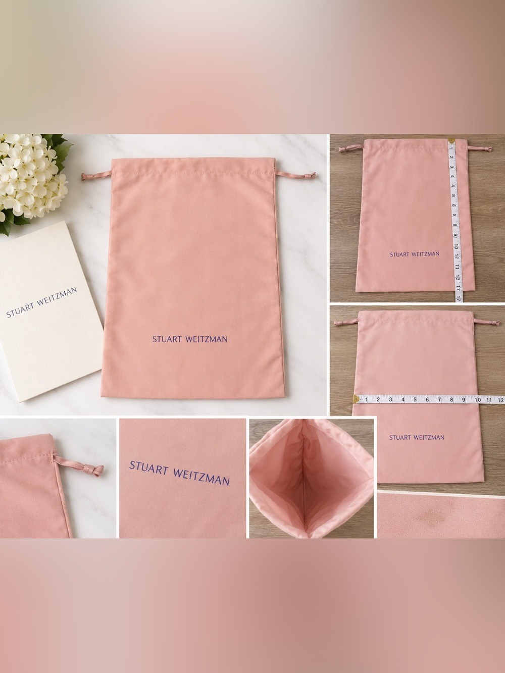 Stuart Weitzman Pink Drawstring Dust Bag Storage Pouch
